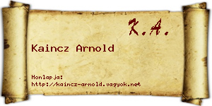 Kaincz Arnold névjegykártya